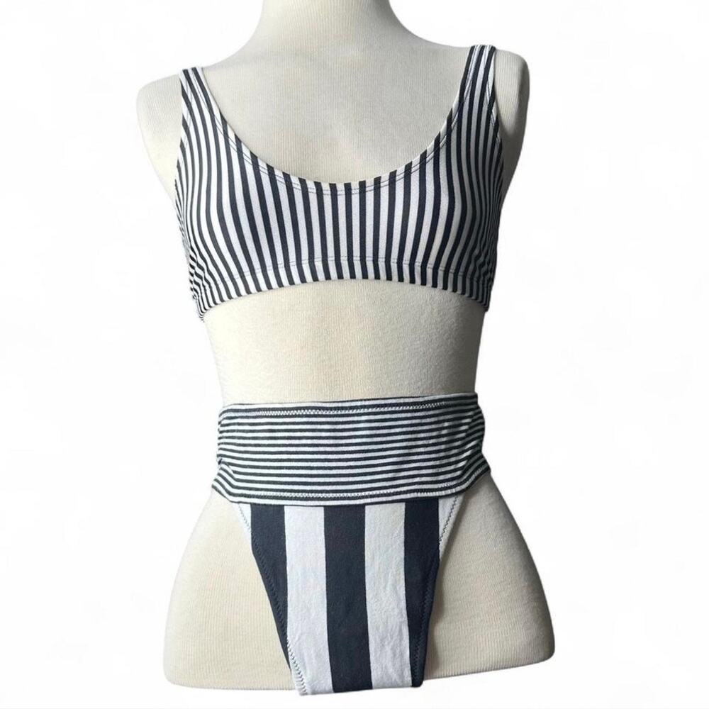 Vintage 80s/90s Bikini Swimwear Mixed Print Stripe 
Women’s Size XS